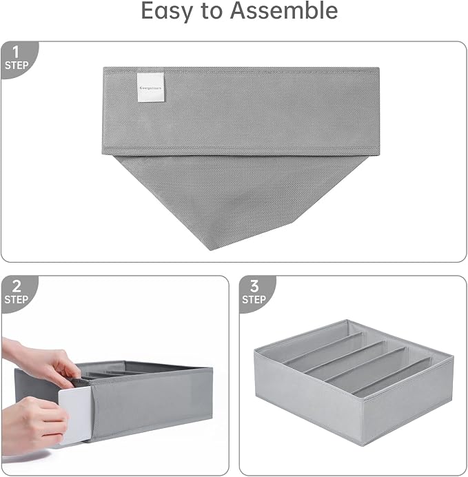 4 Packs Wardrobe Clothes Organizer, 5 Grids Washable Portable Closet Organizer