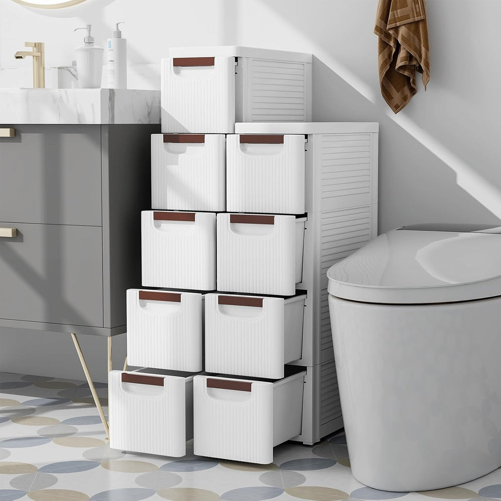 Giantex 4 Drawers Storage Cart, Narrow Plastic Dresser, Rolling Organizer Car...