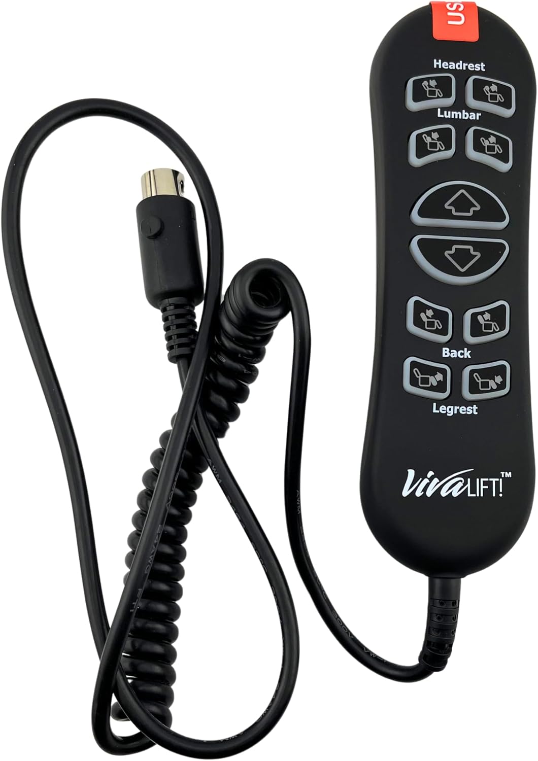 AlveyTech 10-Button 5-Pin Replacement Remote Hand Control for Pride VivaLift Lift Chair (Standard & Early Version Viva Lift 2) - (CTL1707190) for Standard & Early Version VivaLift 2 Models