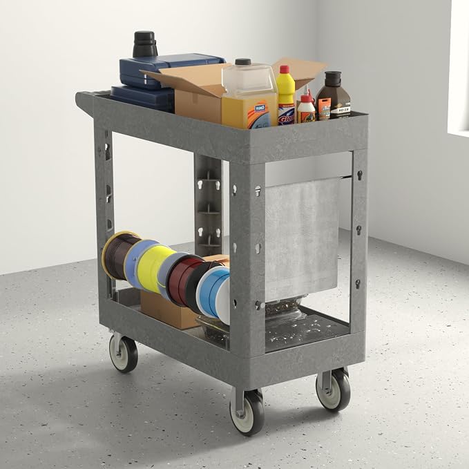 Utility Cart on Wheels, 1000 lbs Capacity Rolling Service Cart, 34 x 17 Inch - Image 2