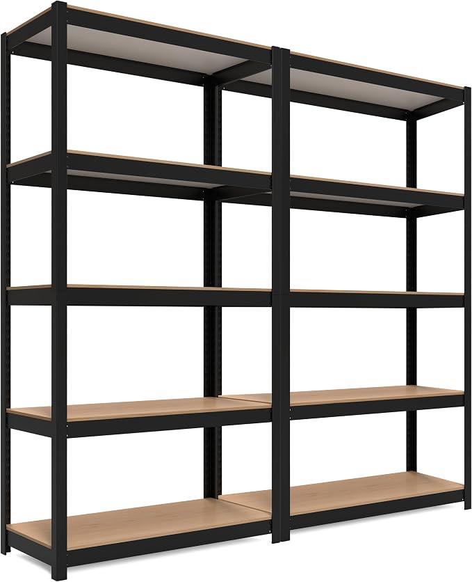 HOMEDANT House Black 5-Tier Laminated Metal Shelving Unit Adjustable Storage by TheBestOrganizingSolution