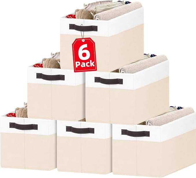 6 Pack Large Toy Box Chest, Collapsible Sturdy Toy Storage Organizer Bins by Criusia