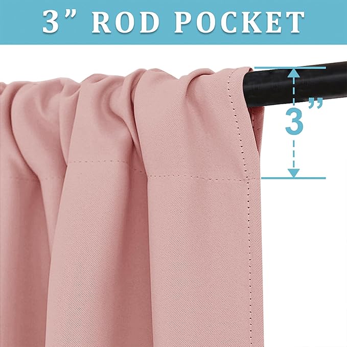 RYB HOME Peach Blush Rod Pocket Blackout Curtains - Image 2