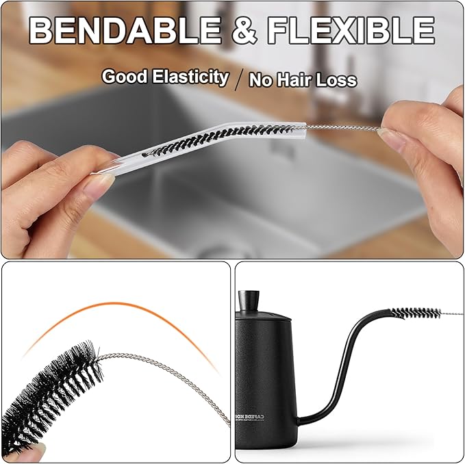 Straw Cleaner Brush Set, 12 Pieces Botthle Cleaning Brush and Nylon Tube Brush - Image 2