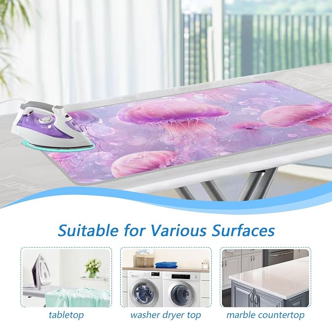 Pink Cute Jellyfishes and Bubbles Ironing Mat - Image 5