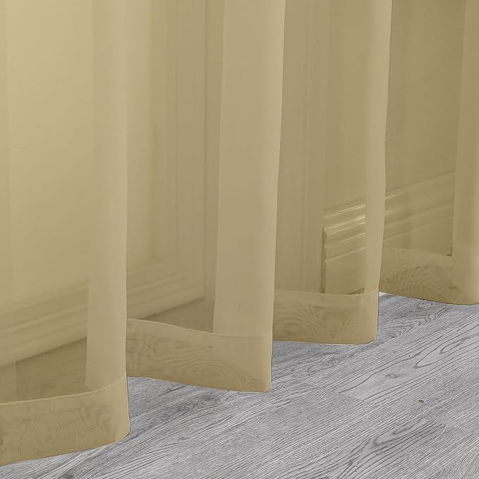 Chyhomenyc Sheer Gold Kitchen Tier Curtains 24 Inch Length Set, Small Window - Image 9