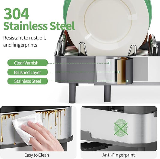 Expandable Dish Drying Rack, Foldable 304 Stainless Steel Dish Rack - Image 2