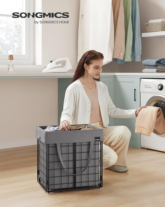 SONGMICS Laundry Hamper, 11 Gal. Laundry Basket, Collapsible Clothes Hamper - Image 2