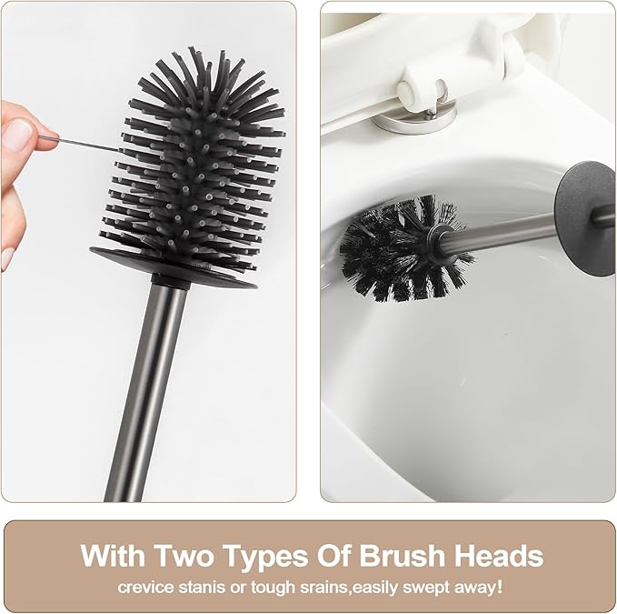 BGL Standing Toilet Brush and Holder GunGrey Aluminium Toilet Bowl Cleaner - Image 5