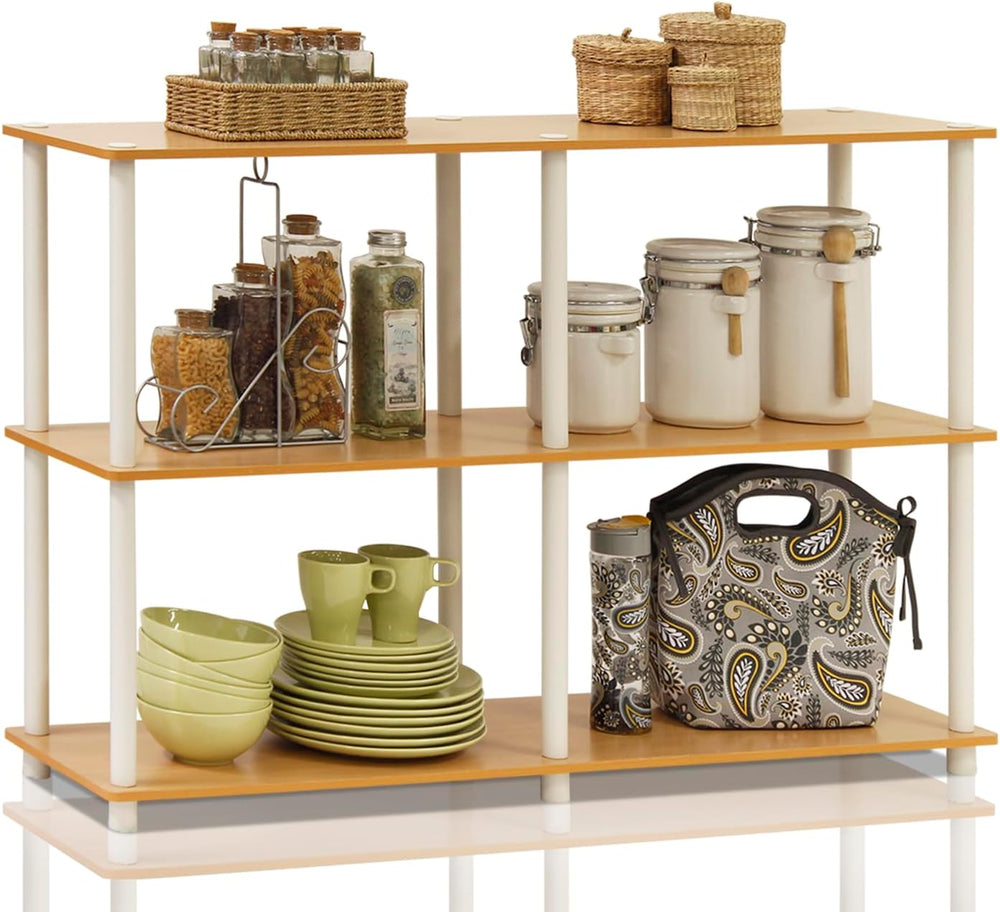 Furinno TURN-N-TUBE Storage Shelves, 3-Tier 47.4 Wide Book Shelf, Corner Shel...