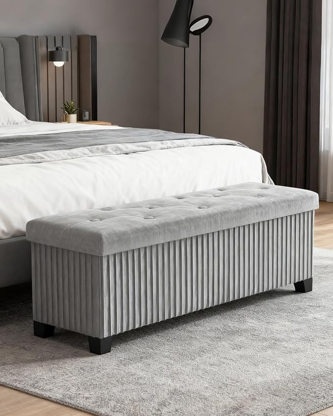 Storage Ottoman Bench, 43 Inch Foldable Ottoman - Image 6