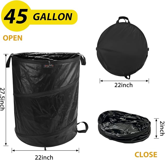 YUDI & GARDEN 45 Gallon Collapsible Garden Bag｜Collapsible Trash Can｜Camping - Image 3