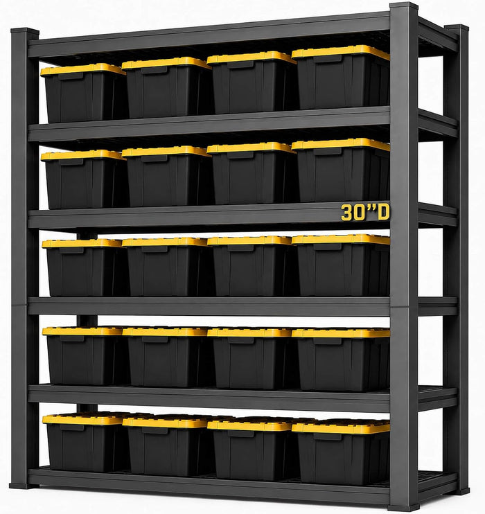 Tote Storage Rack, Garage Shelving Heavy-Duty Storage Bin Rack, 6-Tier Storage Shelves, Commerical Rack for Garage, Warehouse, Basement, Pantry (Totes Not Included)