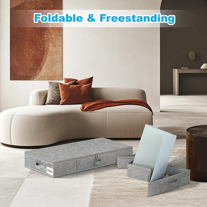 Under Bed Storage Container Bins 2 Pack, 5 Inch Thin Low Profile Underbed - Image 6