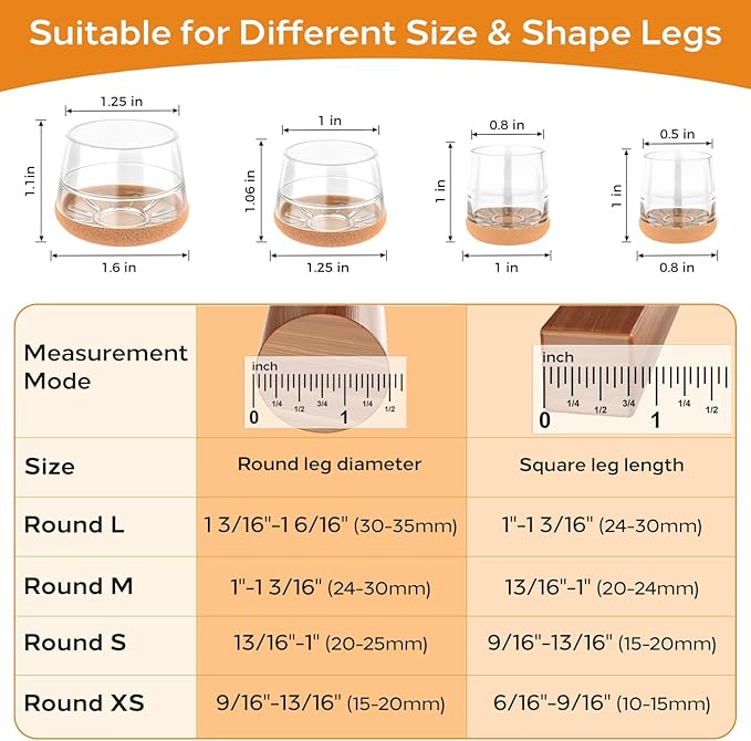 Meldel 24 PCS Silicone Chair Leg Floor Protectors Extra Small Rubber Felt - Image 2