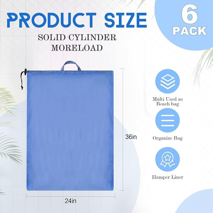 6 Pack 24 x 36 Inches Colorful Mesh Laundry Bag - Image 2
