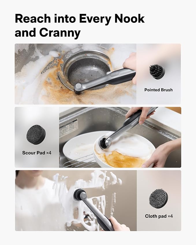 HOTO Wand™ Cordless Spin Scrubber, Electric Rechargeble Grout Cleaning Brush - Image 4