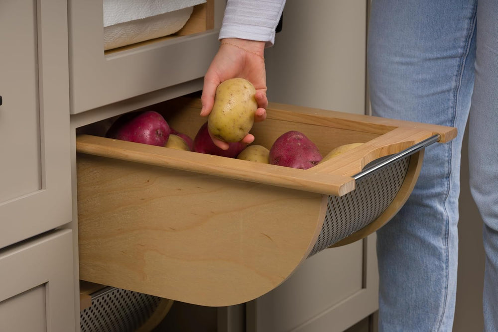 REV-A-SHELF Natural Maple/Stainless-Steel Produce Basket for 18” Base Cabinets