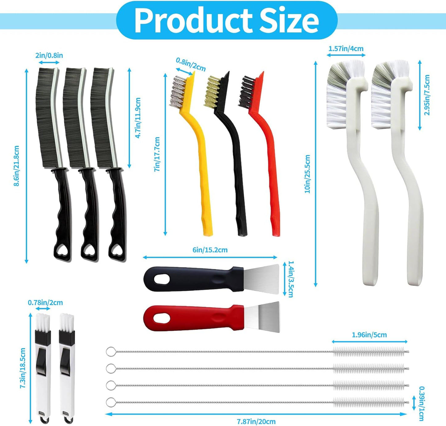 16Pcs Crevice Cleaning Brush Set, Hard Bristle Scrub Brushes Tools for Deep Cleaning Gap,Window Groove Cleaning Brush for Sliding Door, Sill, Tile Lines, Shutter, Corner, Sink, Teapot, Bottle (16 Pcs)