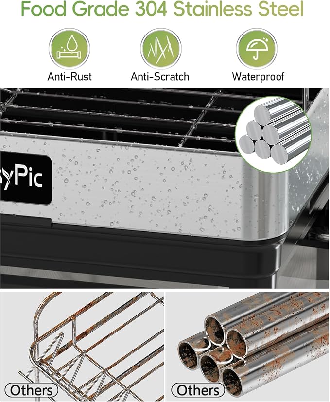 2 Tier Dish Drying Rack, Thicker Premium 304 Stainless Steel Dish Racks - Image 2