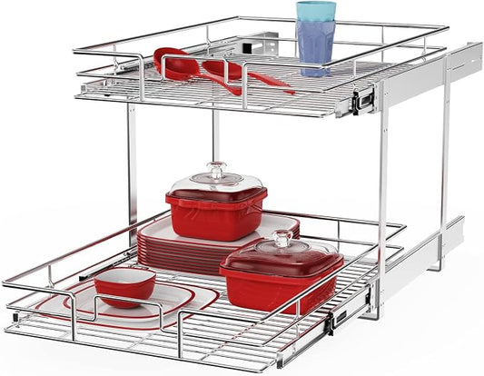 ROOMTEC Individual Pull Out Cabinet Organizer, 2 Tier Spice Rack Organizer by ROOMTEC