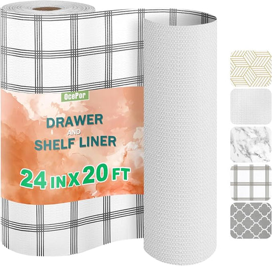OcePor Non-Adhesive Drawer and Shelf Liner 24IN x 20FT，Non Slip Cabinet and by OcePor