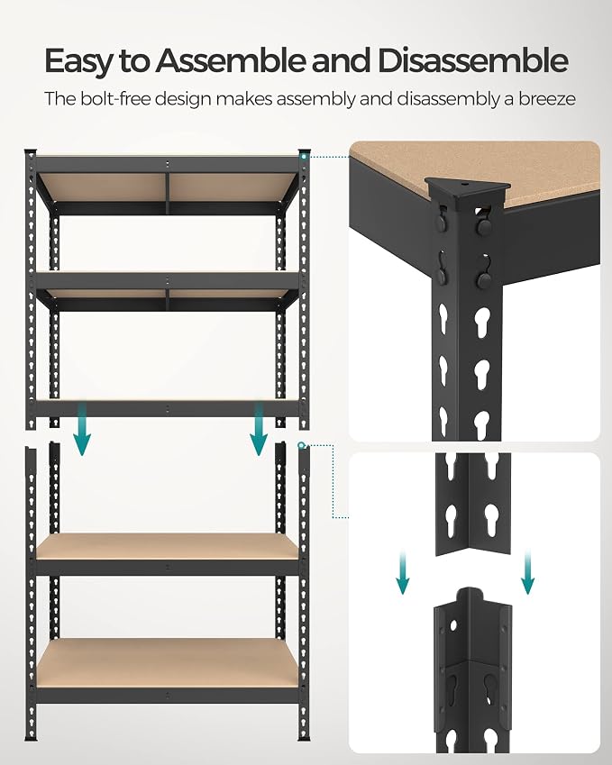 SONGMICS 5-Tier Storage Shelves, Load 2310 lb, Boltless Assembly, Adjustable - Image 6