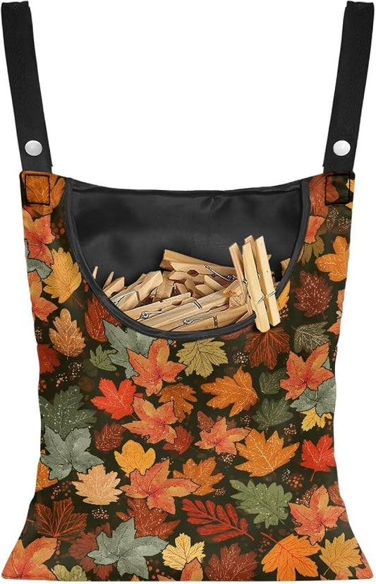 Fashion Maple Leaf Laundry Clothespin Holder Bag by CREAMIC