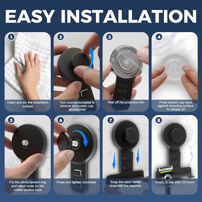 Suction Cup Razor Holder for Shower Wall 2 Pack, Heavy-Duty 15lbs Suction Hooks - Image 5
