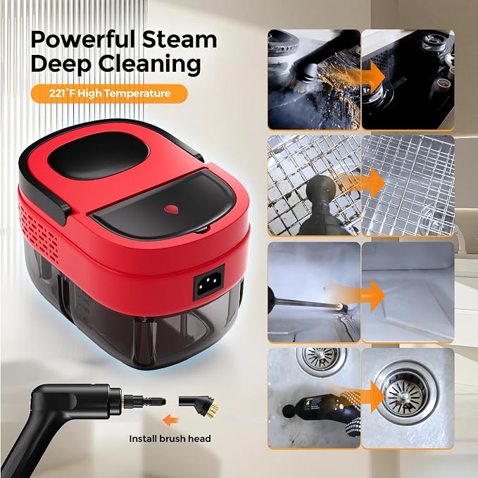 Steam Cleaner, 2500w Steamer for Cleaning, 3-Garde Adjustable Handle, 1.6L - Image 5