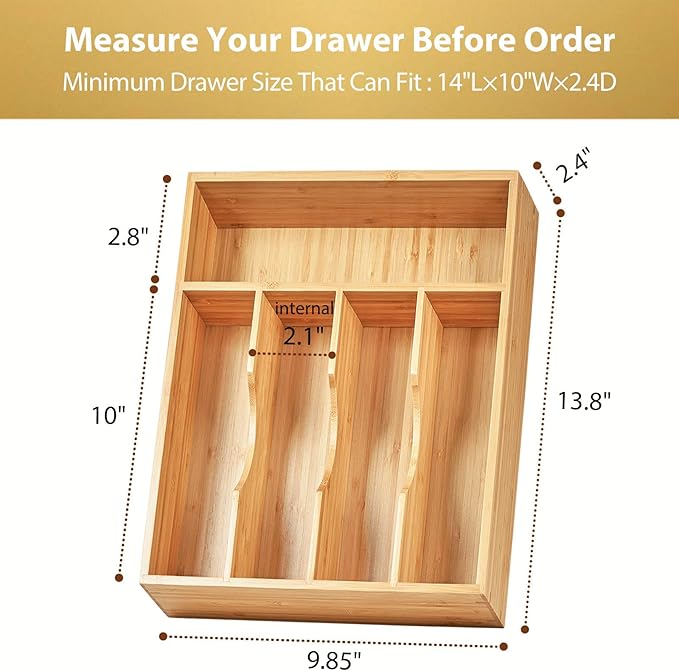 Umilife Kitchen Drawer Organizer, 10 Inch Silverware Utensil Tray Holder - Image 5