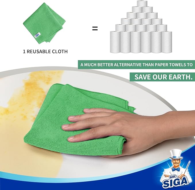 MR.SIGA Microfiber Cleaning Cloths, All-Purpose Microfiber Towels, Streak Free - Image 4