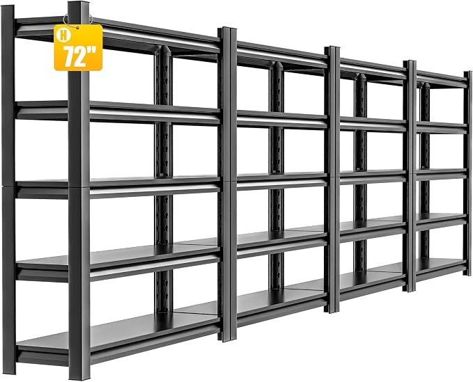 Garage Shelves - 4 Adjustable 5-Tier Metal Shelving Units, Heavy Duty by HzdbhdGarageShelving