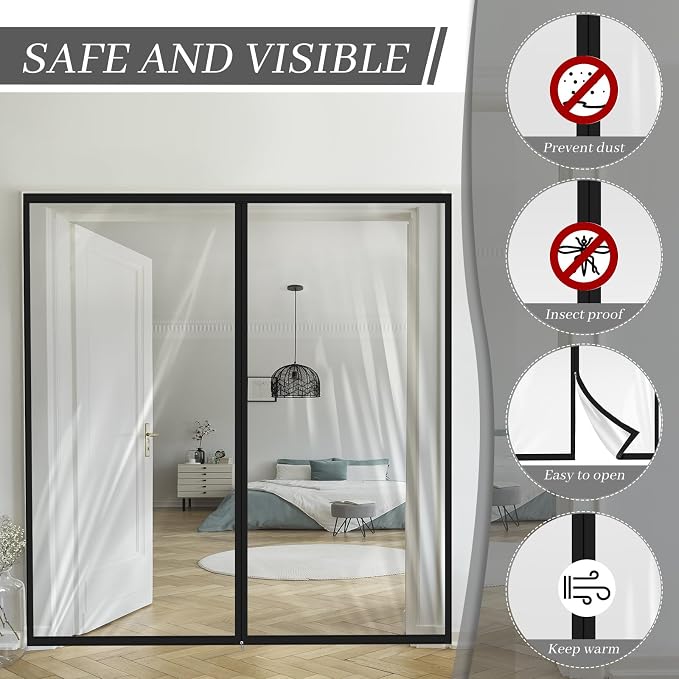 Amylove Zipper 72 x 80 Inch Dust Barrier Door Kit Construction Door Barrier 6 x - Image 5