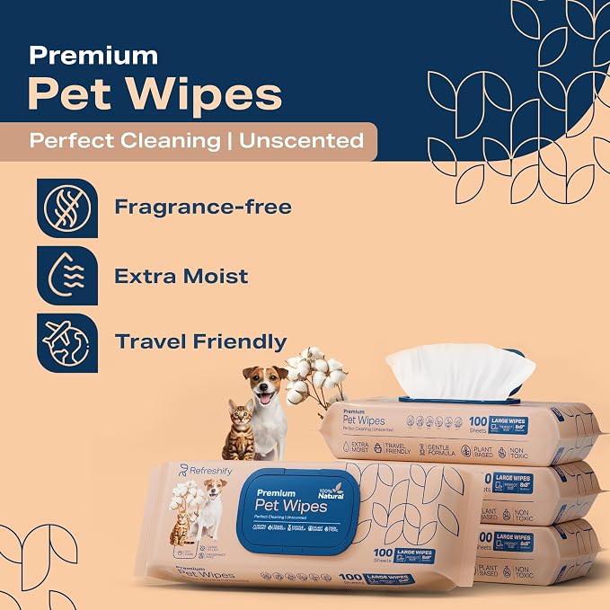 Pet Wipes for Dogs and Cats Plant Based – Unscented Dog Wipes for Paws and Butt - Image 2