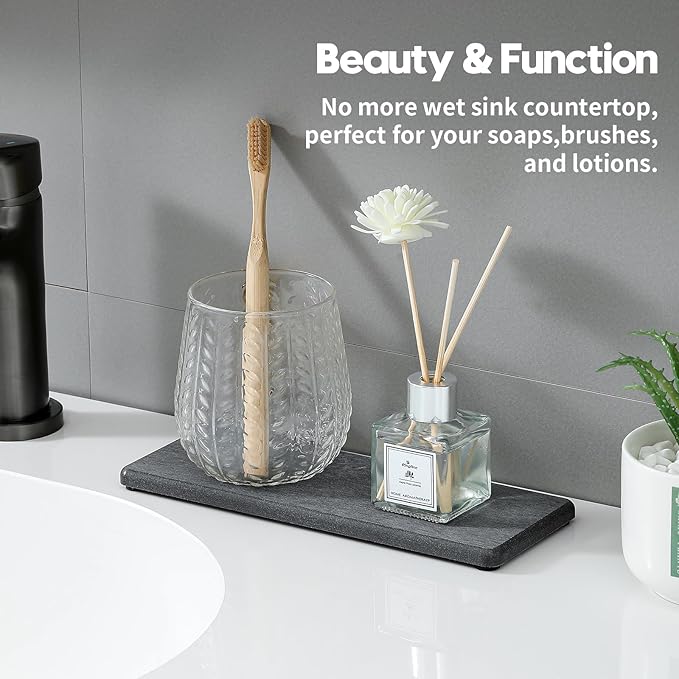 2PCS Bathroom Trays, Water Absorbing Diatomite Stone Quick Drying Mat - Image 2