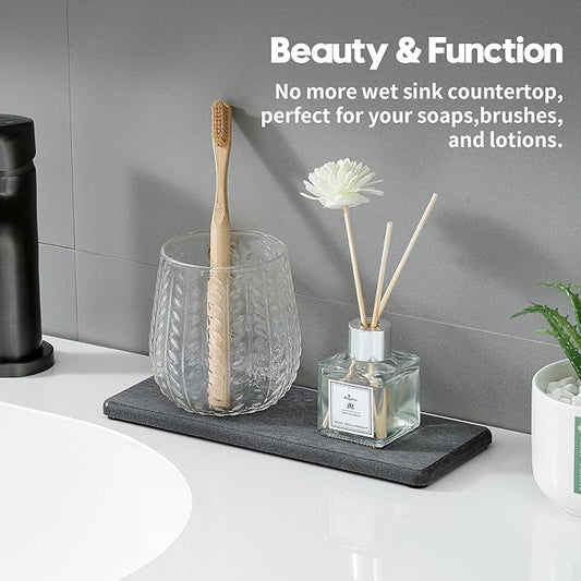 2PCS Bathroom Trays, Water Absorbing Diatomite Stone Quick Drying Mat - Image 2
