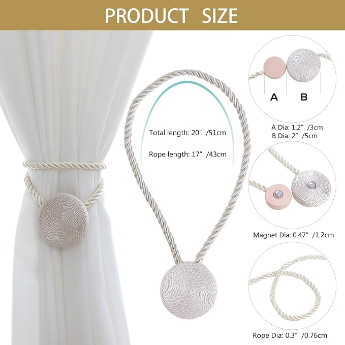 Magnetic Curtain Tiebacks - 12mm Magnetic Tie Backs - Image 2