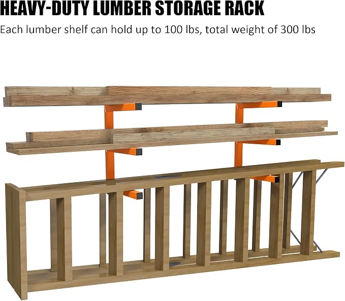 UNITEDPOWER Wall Mount Wood Organizer, Lumber Storage Rack, Heavy Duty Metal - Image 4