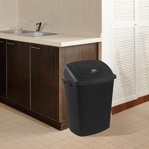 Zopnny 4-Pack 11 Gallon Swing Lid Trash Can, Plastic Swing-Top Garbage Can - Image 5