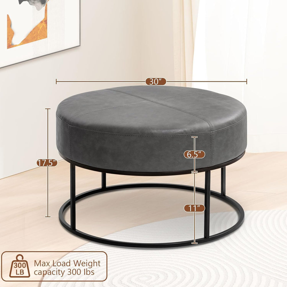BALLIAA Modern Round Coffee Table, Farmhouse Ottoman for Living Room, Large V...