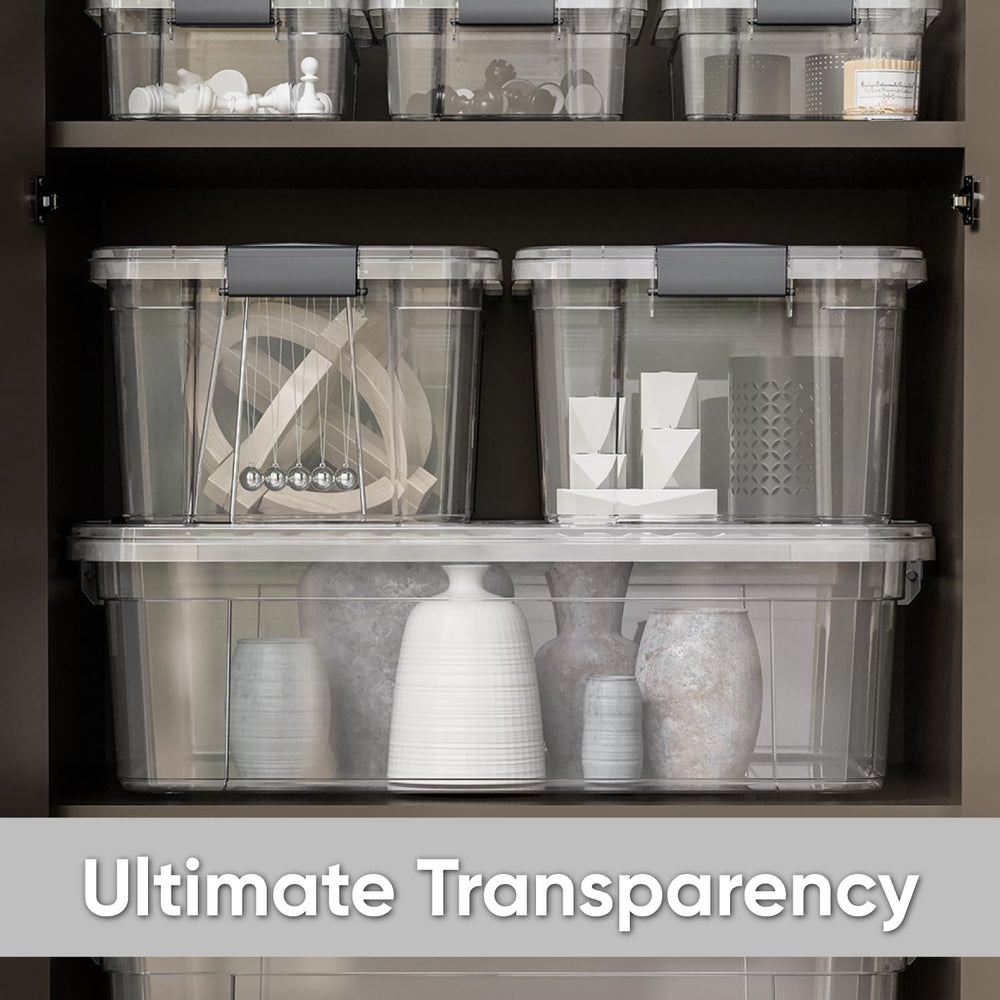 Superio Storage Bins with Lids- Clear Boxes for Organizing, Stackable Plastic...