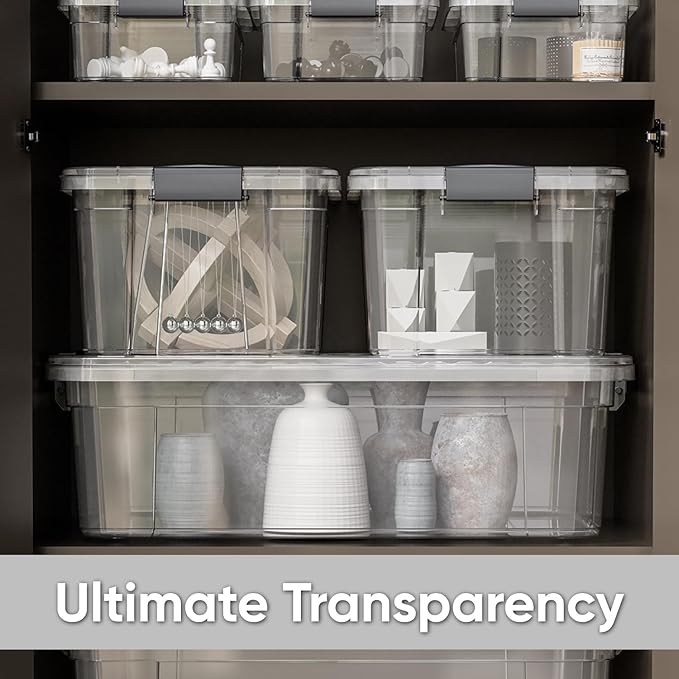 Superio Storage Bins with Lids- 4 Pack, 6.6 Qt Clear Boxes - Image 6