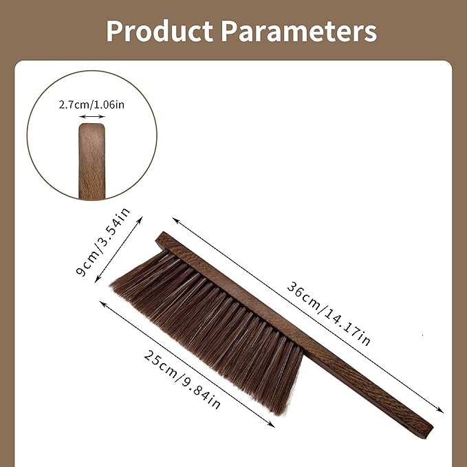 Hand Broom Brush, Dust Brush for Cleaning, Wood Block Hand Brush, Soft Bristle - Image 2