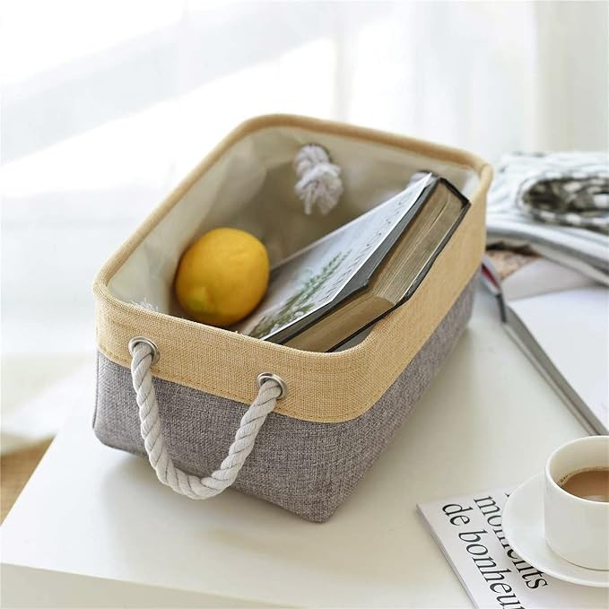 TheWarmHome Decorative Basket Rectangular Fabric Storage Bin Organizer Basket - Image 4