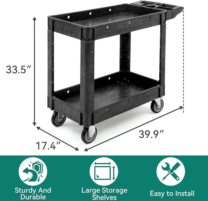 YITAHOME Utility Cart on Wheels, Plastic Tool Cart 550 lbs Capacity Service Cart - Image 3