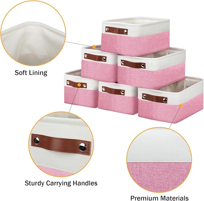 DULLEMELO Small Storage Baskets 6 Pack, Fabric Collapsible Gift Storage Baskets - Image 6