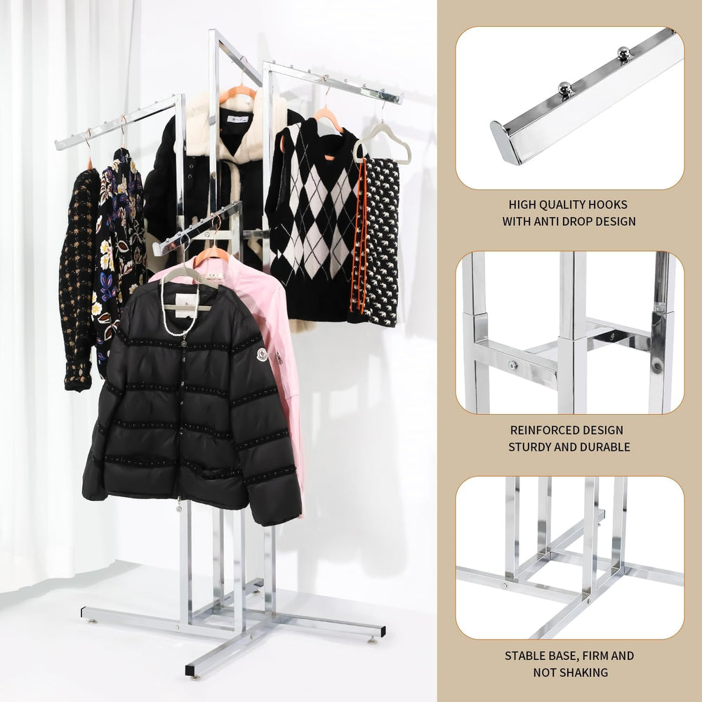 4 Way Adjustable Clothing Rack with Slanted Arms - Retail Clothing Rack Displ...