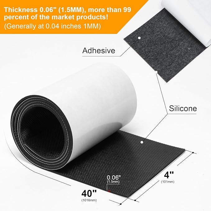 CHUNZEXI Self Adhesive Non Slip Furniture Pads 4”x40” Rubber Floor Protectors - Image 2