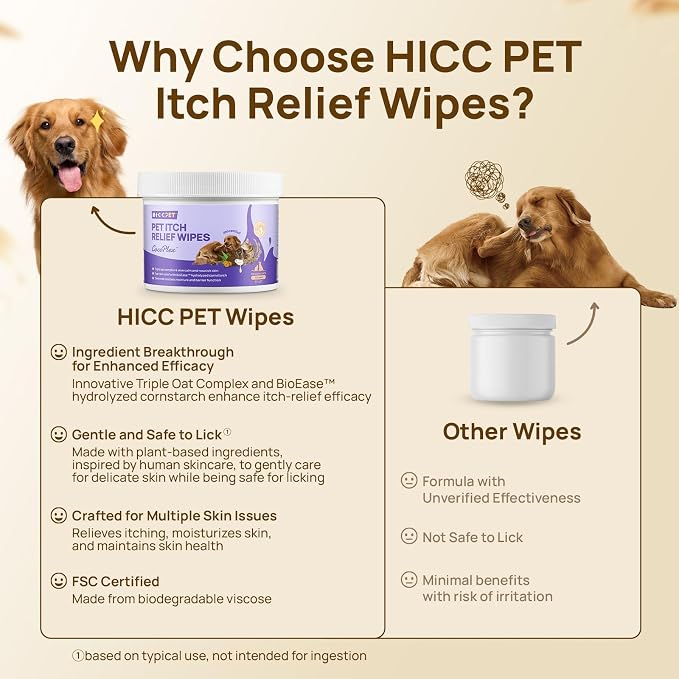HICC PET Itch Relief Wipes for Dogs & Cats, Rapidly Relieves Itching, Soothes - Image 8